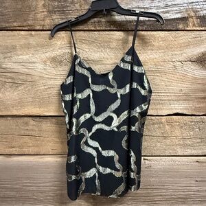 Ann Taylor Shimmer Ribbon cami, XXS, Black/silver